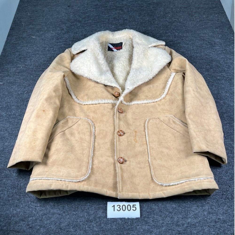 Wiman Rancher Jacket Mens Large Tan Good Vintage Sherpa Lined Made in USA